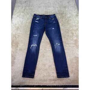 Aeropostale Mens Skinny Leg Denim Jeans Size 30x32 Distressed Blue Denim C144